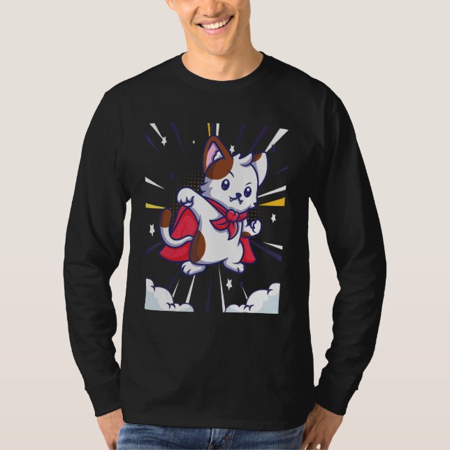 Toppen Heroes-katt i Kap T Shirt (Framsida)