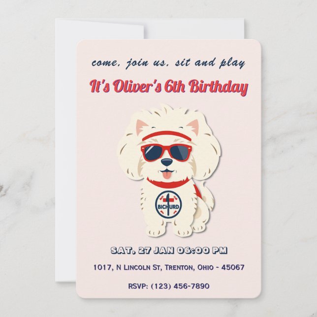 Toppen Hund Birthday Personlig Inbjudningar (Framsida)