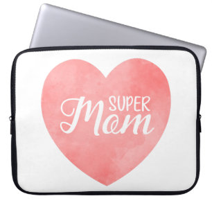Toppen i rosa vattenfärgshjärta, mors dag laptop fodral