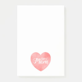 Toppen i rosa vattenfärgshjärta, mors dag post-it block