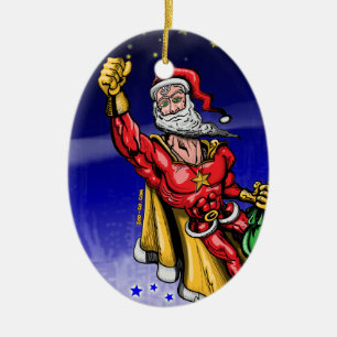 Toppen jultomten julgransprydnad keramik
