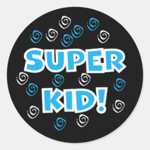Toppen Kid Blue- och Black Stickers Runt Klistermärke