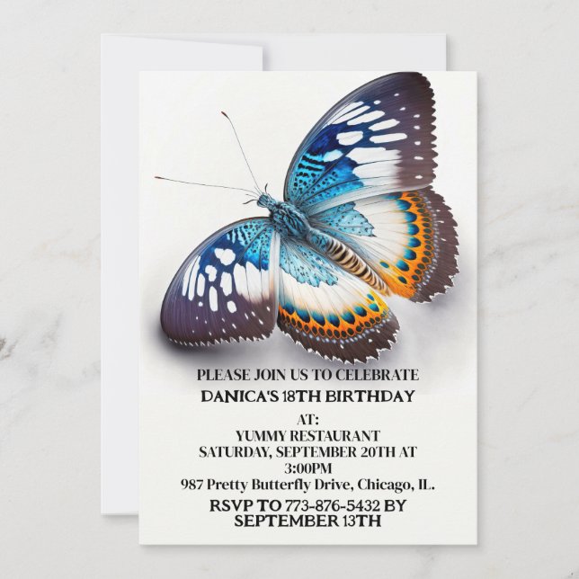 Toppen Kreativ Butterfly Art Födelsedagsfest Inbjudningar (Framsida)