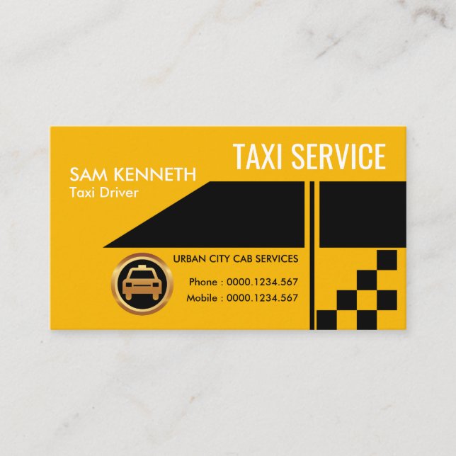 Toppen Kreativ Gult Bild Sida Visning Taxi Visitkort (Framsida)