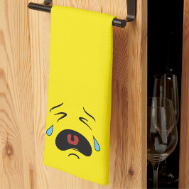 Toppen Ledsen Gråtande Ansikte Emoji Kökshandduk