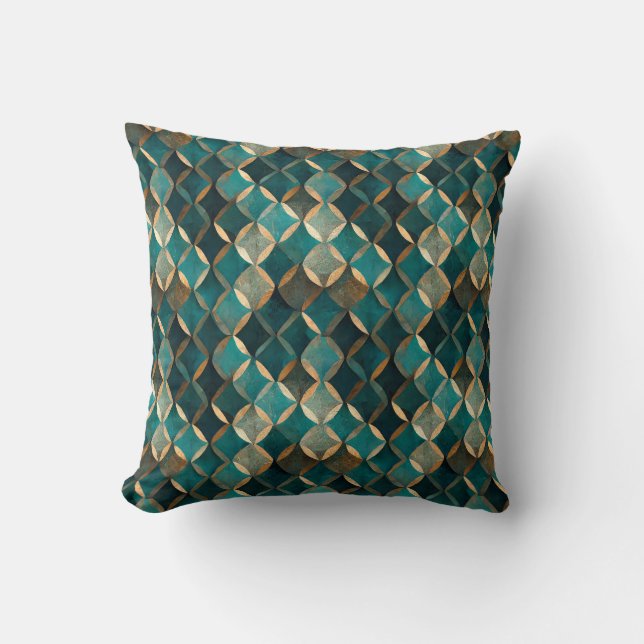 Toppen Luxe Teal & Guld Kudde (Framsida)