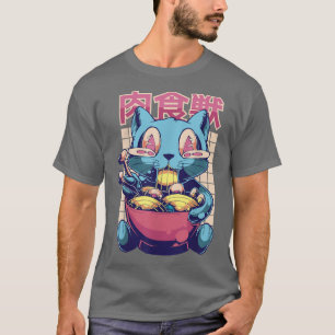 Toppen lycklig-kattätsten Kawaii Cat Anime Japa T Shirt