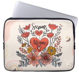Toppen Mamma Blommigt Electronics Bag Laptop Fodral