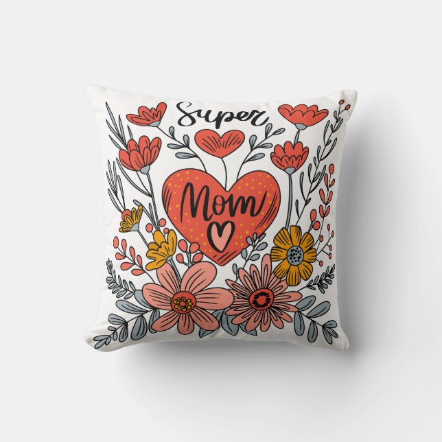 Toppen Mamma Blommigt Pillow Kudde (Framsida)