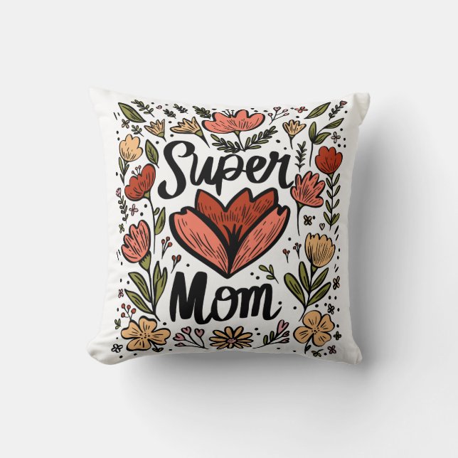 Toppen Mamma Blommigt Pillow Kudde (Framsida)