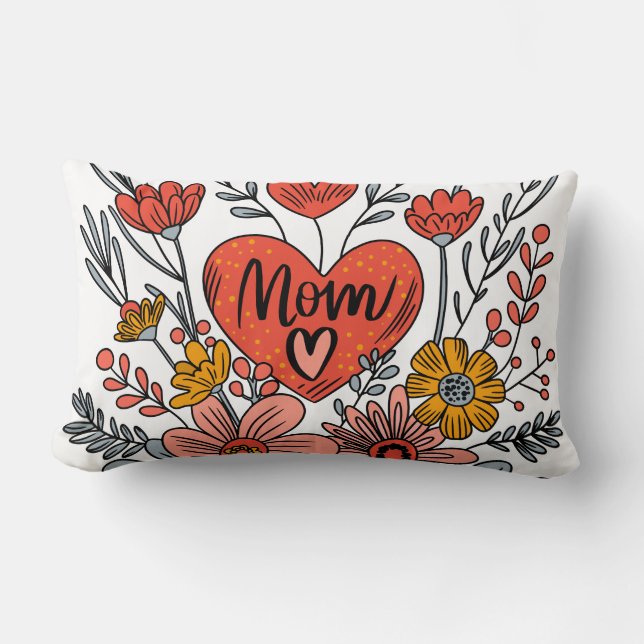 Toppen Mamma Blommigt Pillow Lumbarkudde (Framsida)