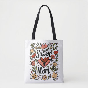 Toppen Mamma Blommigt Tote Bag Tygkasse