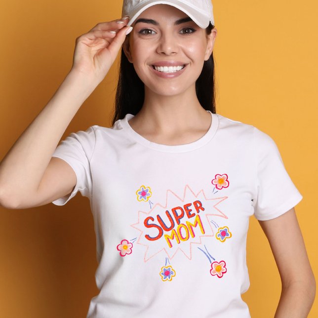 Toppen Mamma BlomTecknad Bubble Teckning Mor's Day T Shirt (Skapare uppladdad)