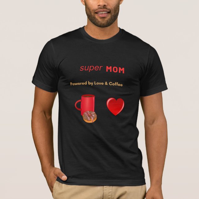 Toppen Mamma med Kärlek och kaffe T Shirt (Framsida)
