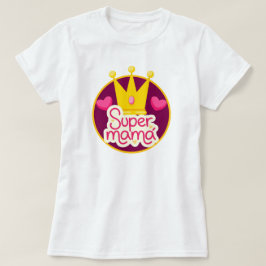 Toppen Mamma med Krona och Hearts T Shirt