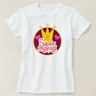 Toppen Mamma med Krona och Hearts T Shirt