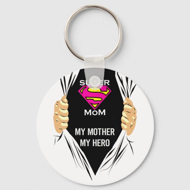 Toppen Mamma - Min Mor My Hero T-Shirt Nyckelring (Framsida)