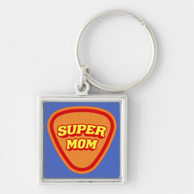 Toppen Mamma Mors dag Fyrkantig Silverfärgad Nyckelring (Framsidan)