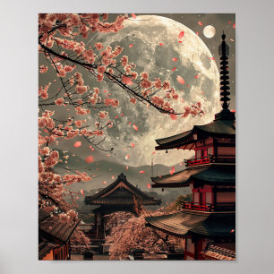 Toppen Måne vid Tokyo Japan Poster