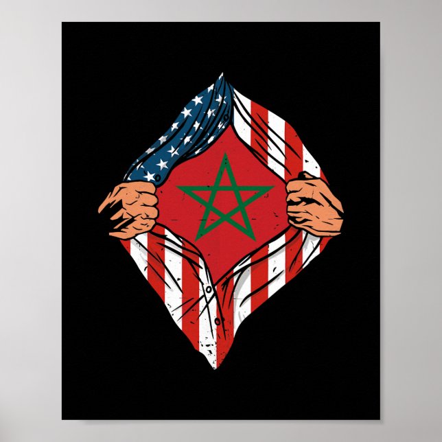 Toppen marockanskt kulturarv Marocko Roots USA fla Poster (Framsidan)
