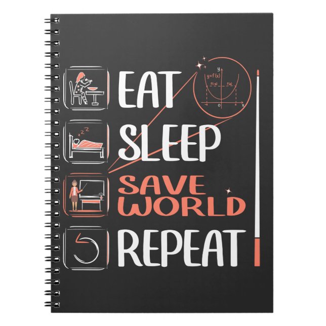 Toppen Math Teacher räddar världen. Tack Gift Anteckningsbok (Framsidan)