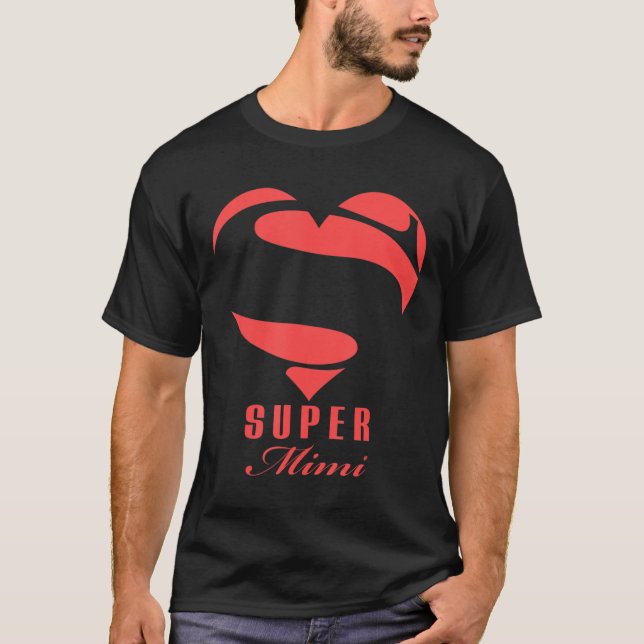 Toppen Mimi Superhjälte Mimi T Shirt Gift Mor Fath (Framsida)