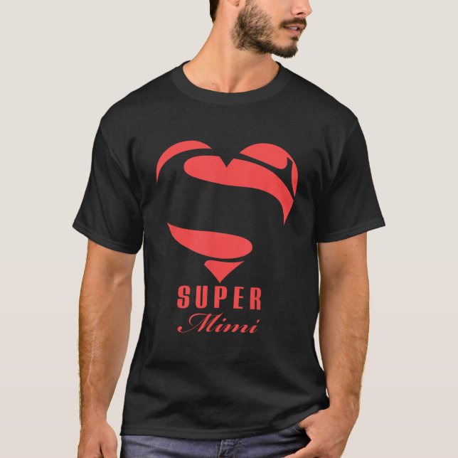 Toppen Mimi Superhjälte Mimi T Shirt Gift Mor Fath (Framsida)