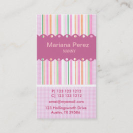 Toppen Modern Rosa Girly Rand Gingham Mönster Visitkort