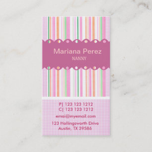 Toppen Modern Rosa Girly Rand Gingham Mönster Visitkort