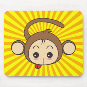 Toppen Monkey Ansikte på Sunburst Background Musmatta