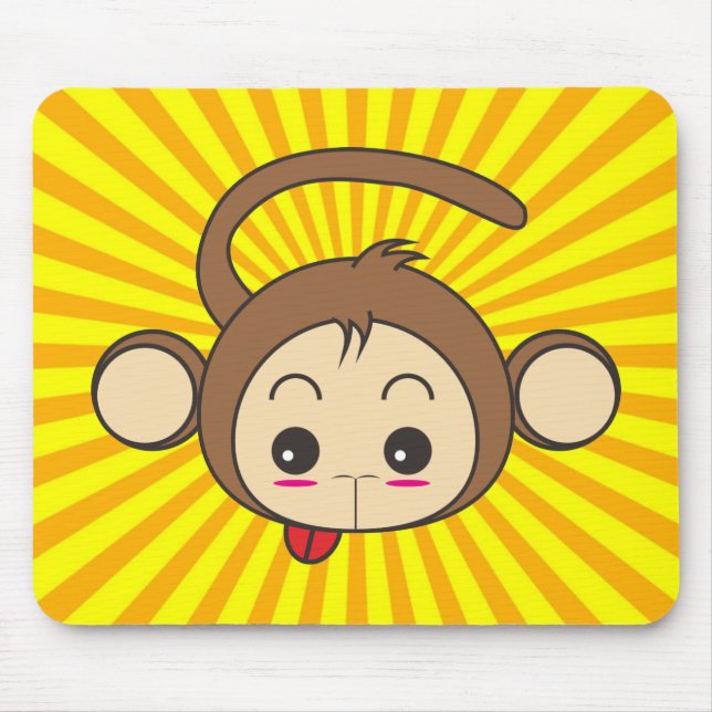 Toppen Monkey Ansikte på Sunburst Background Musmatta (Framsidan)