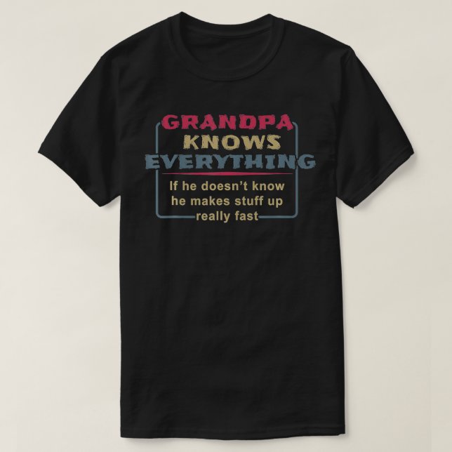Toppen morfar vet allt som Spoiler morfar Gift T Shirt (Design framsida)