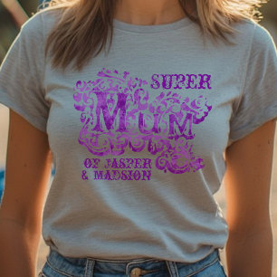 Toppen Morsa dekorativa lila ungar namn överst Tee Shirt