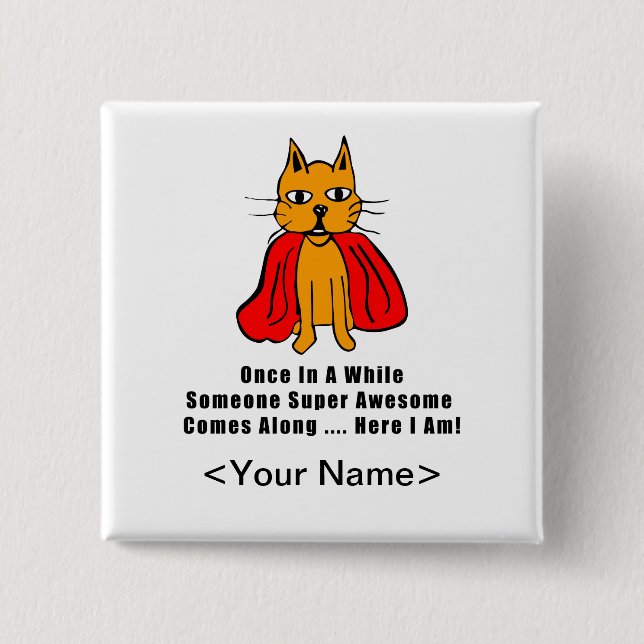 Toppen Orange Cat med Red Cape Knapp (Framsida)