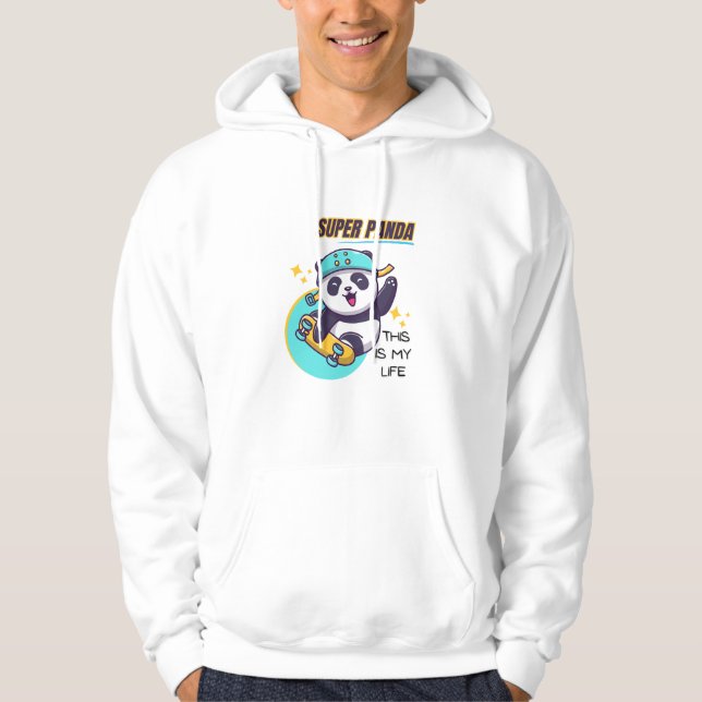 Toppen Panda Skateboarding Hoodie (Framsida)