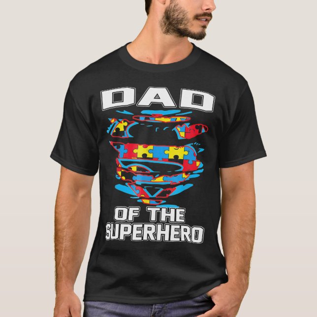 Toppen Pappa Autistic Awareness Gift Far Superhero T Shirt (Framsida)