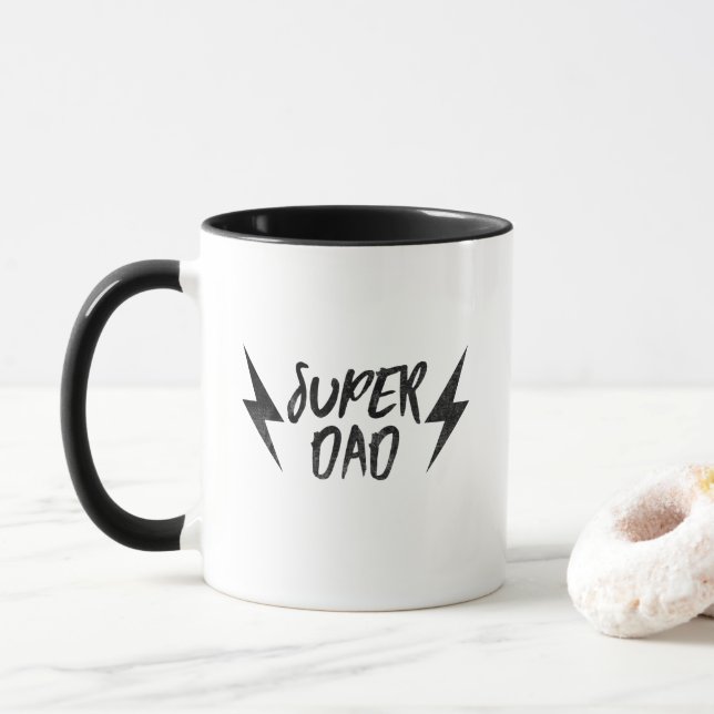 Toppen Pappa Blixt Bult Black Toppen Mugg (Med munk)