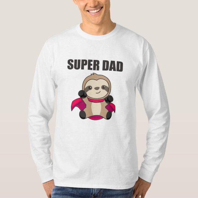 Toppen Pappa Hero Funny Sloth Pappa Far T Shirt (Framsida)