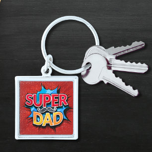 Toppen Pappa Mustache Modern Grunge Fyrkantig Silverfärgad Nyckelring