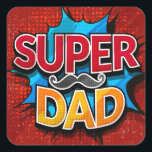 Toppen Pappa Mustache Modern Grunge Fyrkantigt Klistermärke<br><div class="desc">Toppen Mustache Modern Grunge Stickers Labels har texten "Toppen" i modern röd och gult typografi på en blå och röd grunge som accentueras med mustasch. Gåvor till Pappa för födelsedag,  Fars dag,  jul,  helgdagar med mera. Skapat av Evco Studio www.zazzle.com/store/evcostudio</div>