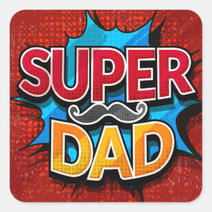 Toppen Pappa Mustache Modern Grunge Fyrkantigt Klistermärke