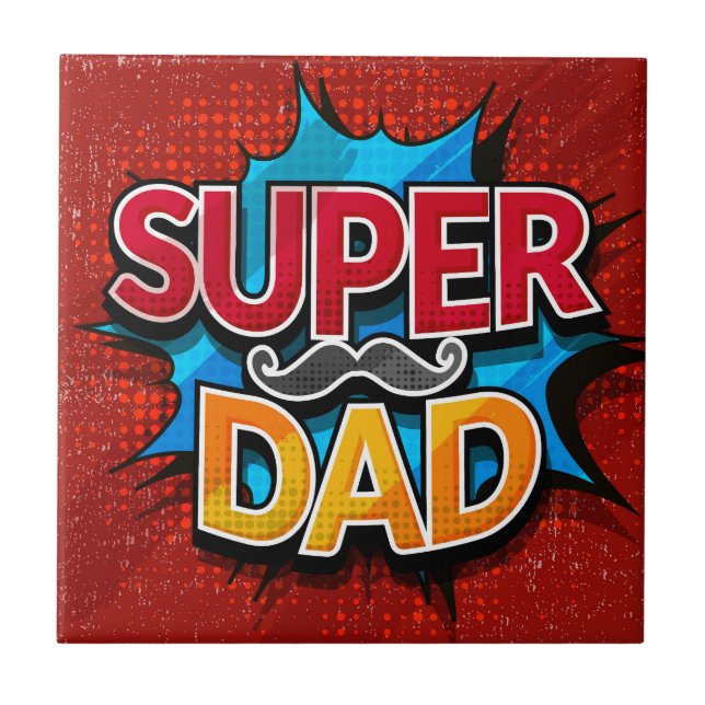 Toppen Pappa Mustache Modern Grunge Kakelplatta (Framsidan)