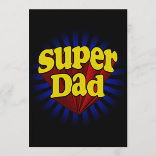 Toppen pappa, röd/gult/blått Superhero Inbjudningar