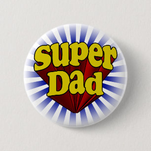 Toppen pappa, röd/gult/blått Superhero Knapp