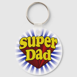 Toppen pappa, röd/gult/blått Superhero Nyckelring