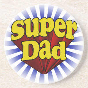 Toppen pappa, röd/gult/blått Superhero Underlägg Sandsten