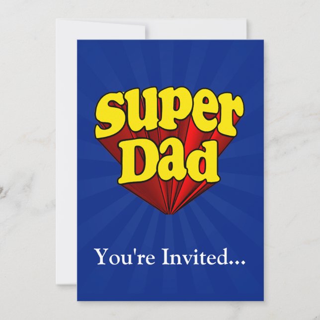 Toppen pappa, röd/gult/blåttfars dag Superhero Inbjudningar (Framsida)