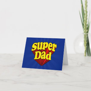Toppen pappa, röd/gult/blåttfars dag Superhero Kort