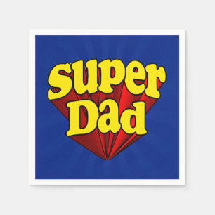 Toppen pappa, röd/gult/blåttfars dag Superhero Pappersservett