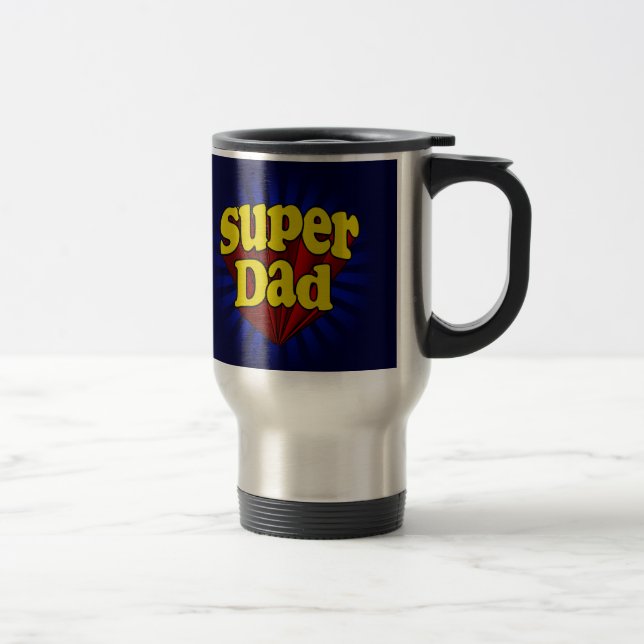 Toppen pappa, röd/gult/blåttfars dag Superhero Resemugg (Höger)